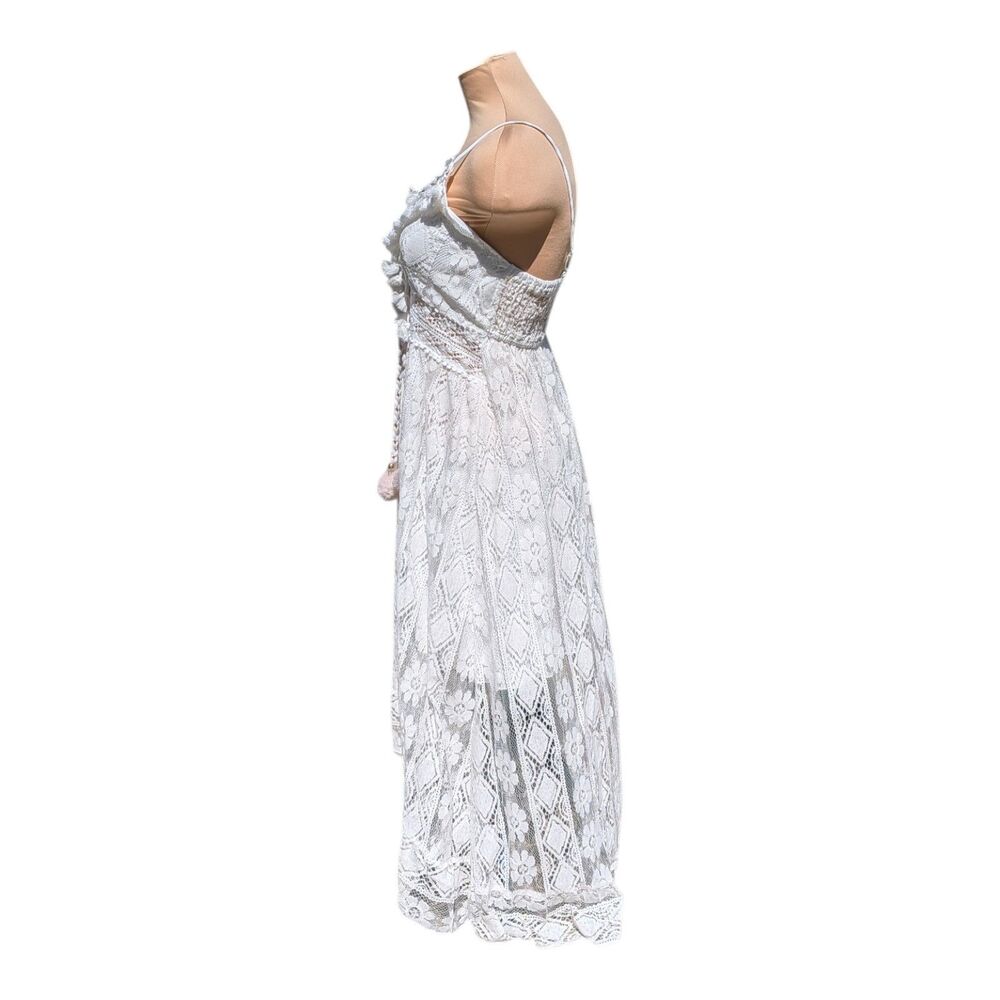 Cupshe Ariya White Lace Crochet Sun Dress V-Neck Sleeveless Bohemian Beach Small - Picture 5 of 12